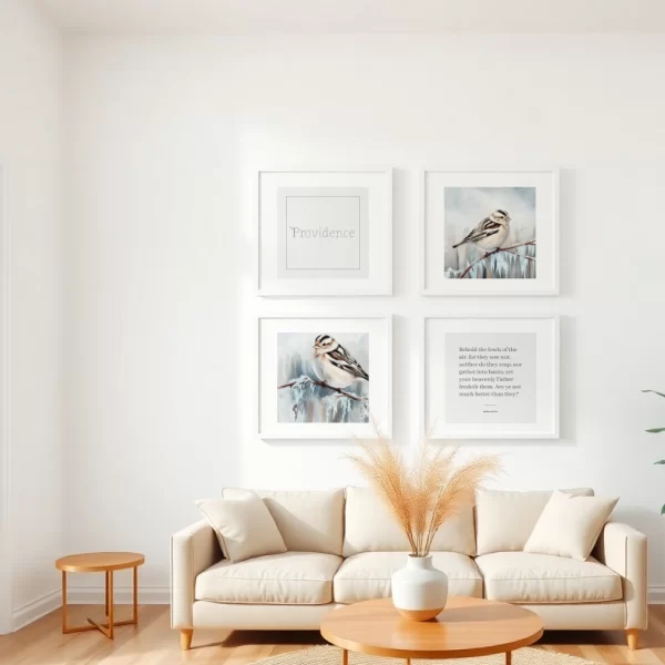 Providence - Winter Sparrow Wall Art Set (4 Prints) | Christian Home Decor | Bible Verse